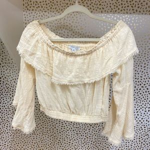 Boho Linen Crop Blouse ( Size M)
